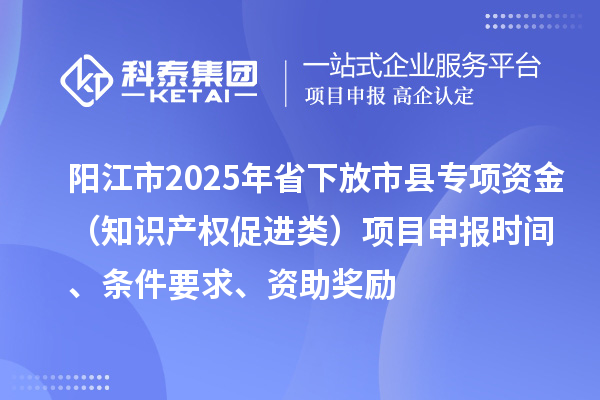 陽江市2025年省下放市縣專項資金（知識產權促進類）項目申報時間、條件要求、資助獎勵