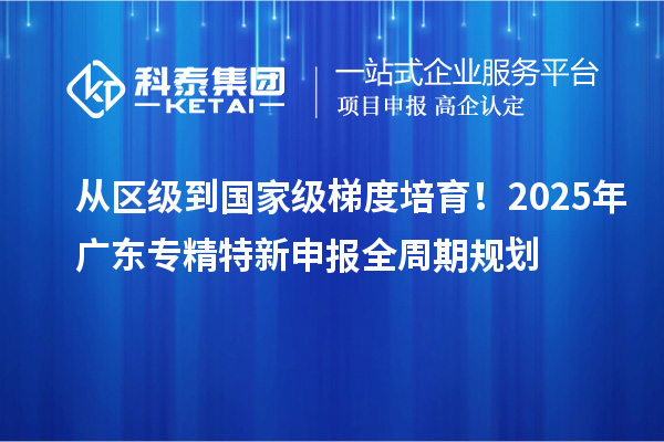 從區(qū)級到國家級梯度培育！2025年廣東專精特新申報全周期規(guī)劃
