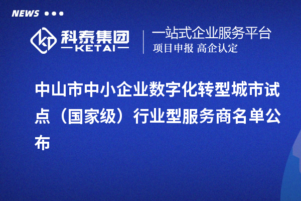 中山市中小企業(yè)數(shù)字化轉(zhuǎn)型城市試點(diǎn)（國家級）行業(yè)型服務(wù)商名單公布