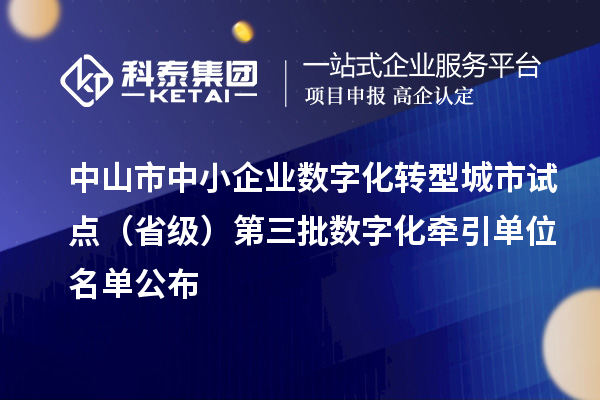 中山市中小企業數字化轉型城市試點（省級）第三批數字化牽引單位名單公布