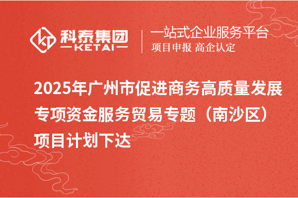 2025年廣州市促進商務高質量發展專項資金服務貿易專題（南沙區）項目計劃下達