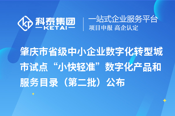 肇慶市省級中小企業數字化轉型城市試點“小快輕準”數字化產品和服務目錄（第二批）公布