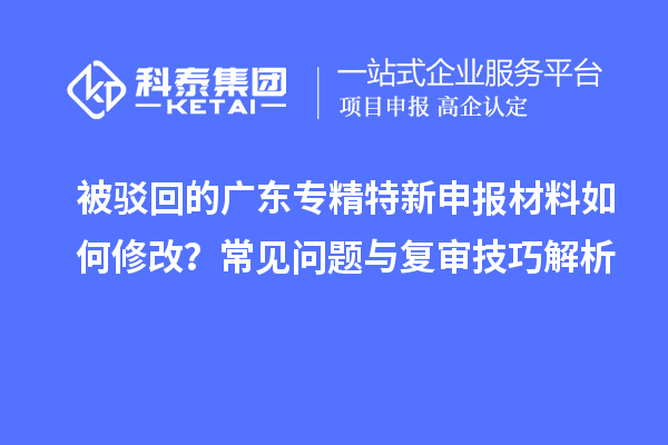 被駁回的廣東專精特新申報材料如何修改？常見問題與復審技巧解析