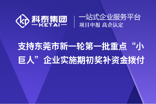 支持東莞市新一輪第一批重點“小巨人”企業(yè)實施期初獎補資金撥付
