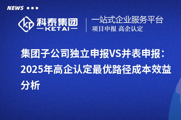 集團子公司獨立申報VS并表申報：2025年高企認定最優路徑成本效益分析