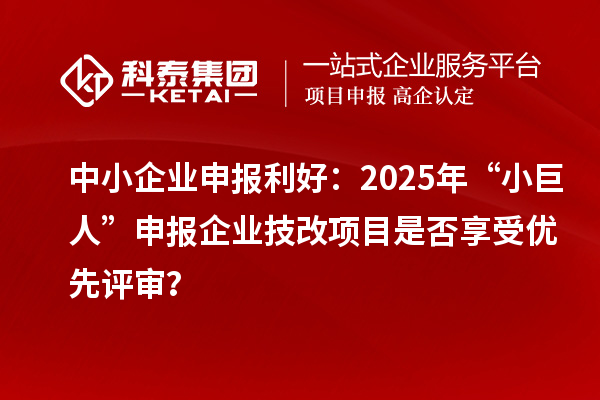 中小企業申報利好：2025年“小巨人”申報企業技改項目是否享受優先評審？