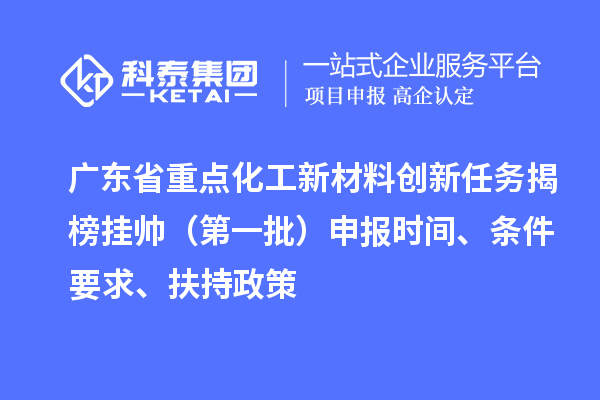 廣東省重點化工新材料創新任務揭榜掛帥（第一批）申報時間、條件要求、扶持政策