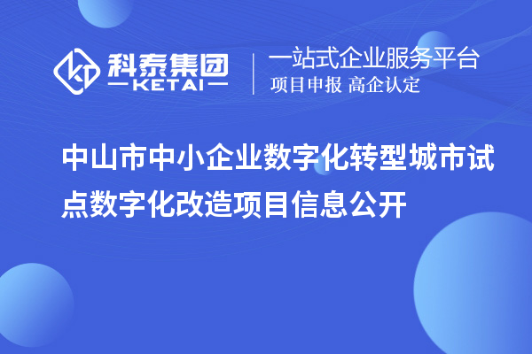 中山市中小企業數字化轉型城市試點數字化改造項目信息公開