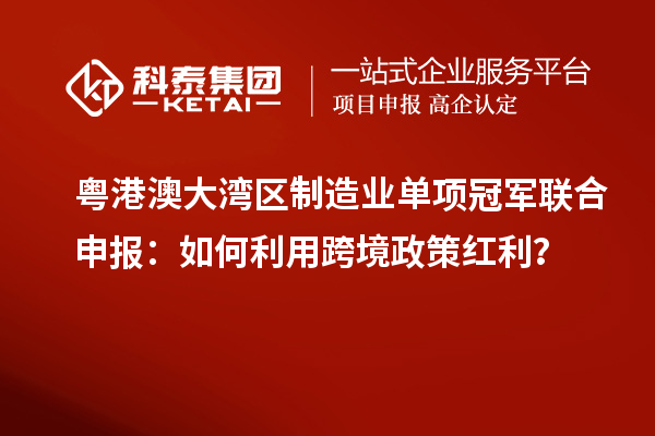 粵港澳大灣區制造業單項冠軍聯合申報：如何利用跨境政策紅利？