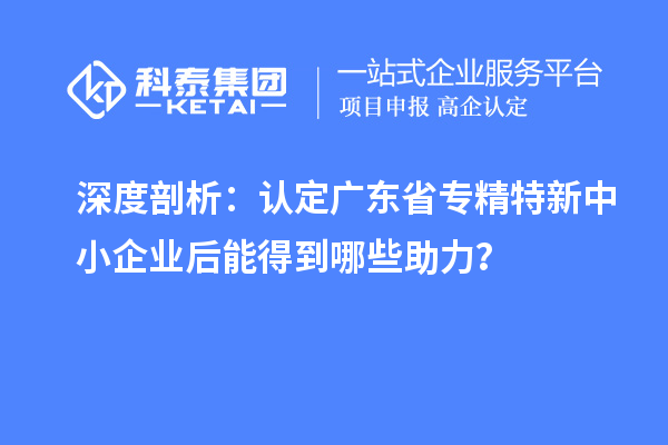 深度剖析：認(rèn)定廣東省專精特新中小企業(yè)后能得到哪些助力？