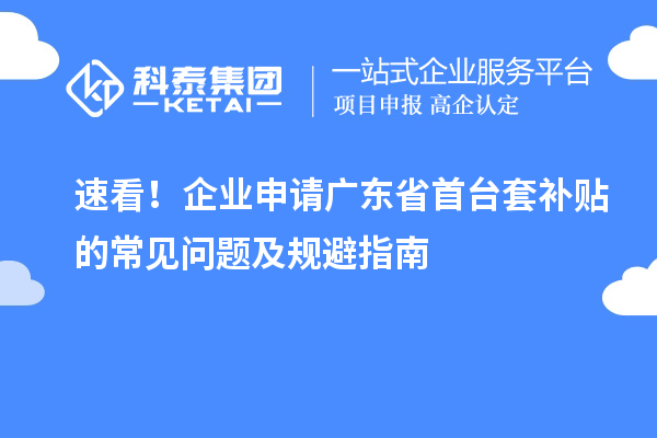 速看！企業(yè)申請(qǐng)廣東省首臺(tái)套補(bǔ)貼的常見問題及規(guī)避指南