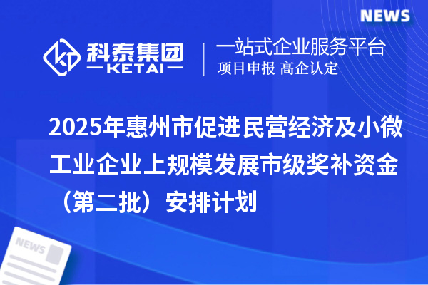 2025年惠州市促進(jìn)民營經(jīng)濟(jì)及小微工業(yè)企業(yè)上規(guī)模發(fā)展市級獎補(bǔ)資金（第二批）安排計劃