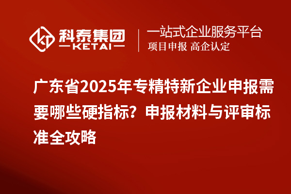 廣東省2025年專精特新企業申報需要哪些硬指標？申報材料與評審標準全攻略