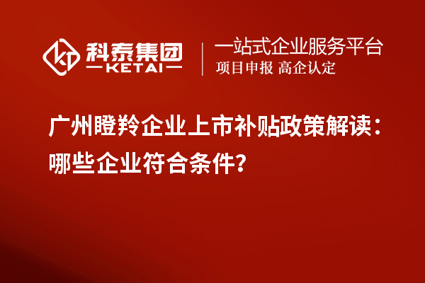 廣州瞪羚企業(yè)上市補(bǔ)貼政策解讀：哪些企業(yè)符合條件？