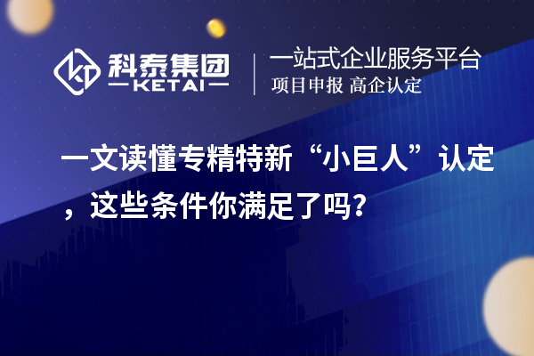 一文讀懂專精特新“小巨人”認定，這些條件你滿足了嗎？