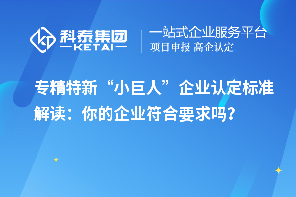 專精特新“小巨人”企業認定標準解讀：你的企業符合要求嗎？