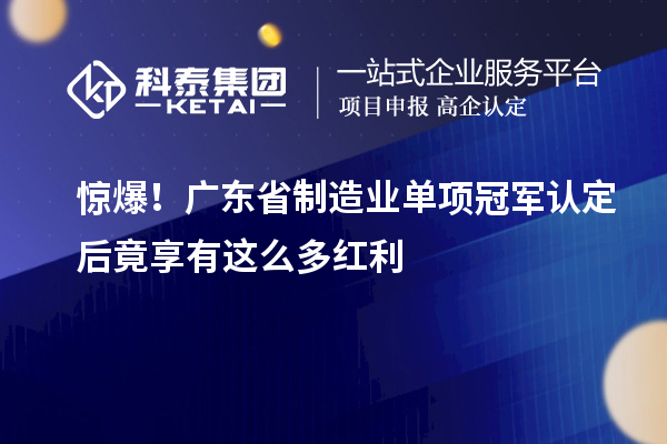 驚爆！廣東省制造業單項冠軍認定后竟享有這么多紅利