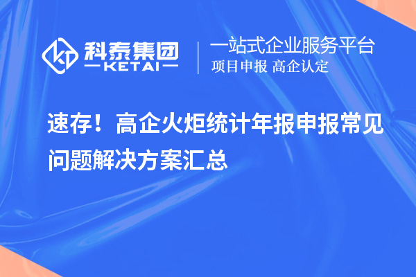 速存！高企火炬統計年報申報常見問題解決方案匯總