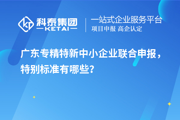 廣東專精特新中小企業聯合申報，特別標準有哪些？