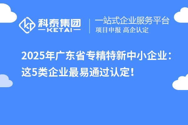 2025年廣東省專精特新中小企業：這5類企業最易通過認定！