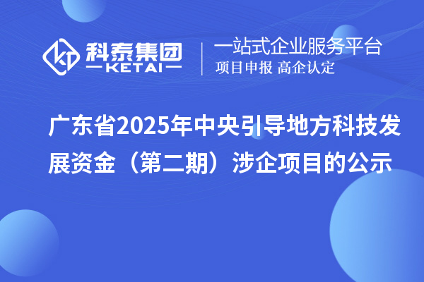 廣東省2025年中央引導地方科技發展資金（第二期）涉企項目的公示