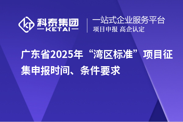 廣東省2025年“灣區(qū)標(biāo)準(zhǔn)”項(xiàng)目征集申報時間、條件要求