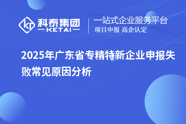 2025年廣東省專精特新企業申報失敗常見原因分析