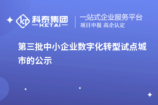 第三批中小企業數字化轉型試點城市的公示