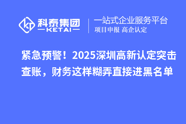 緊急預警！2025深圳高新認定突擊查賬，財務這樣糊弄直接進黑名單