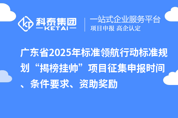 廣東省2025年標(biāo)準(zhǔn)領(lǐng)航行動(dòng)標(biāo)準(zhǔn)規(guī)劃“揭榜掛帥”項(xiàng)目征集申報(bào)時(shí)間、條件要求、資助獎(jiǎng)勵(lì)