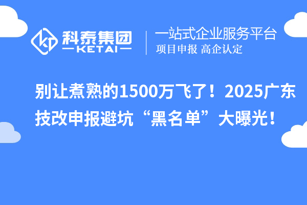 別讓煮熟的1500萬飛了！2025廣東技改申報避坑“黑名單”大曝光！