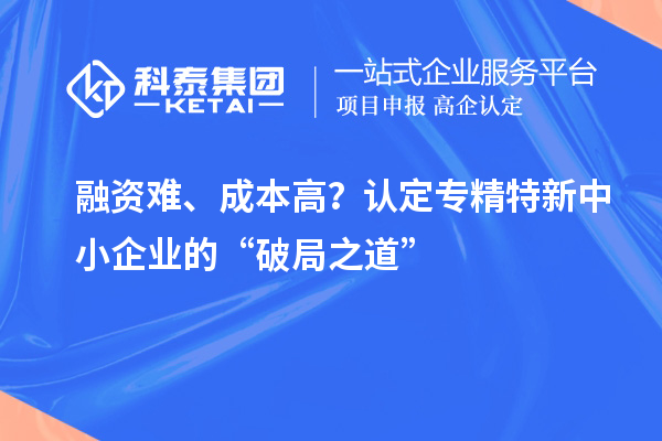 融資難、成本高？認定專精特新中小企業的“破局之道”