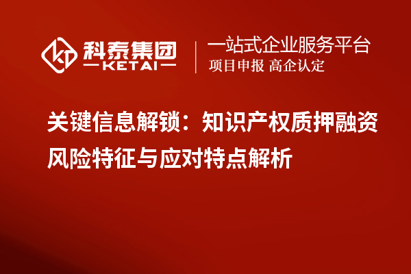 關鍵信息解鎖：知識產權質押融資風險特征與應對特點解析