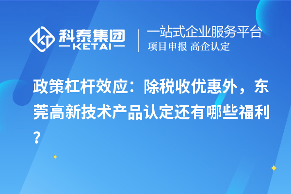 政策杠桿效應：除稅收優惠外，東莞高新技術產品認定還有哪些福利？