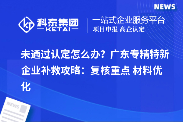 未通過認定怎么辦？廣東專精特新企業補救攻略：復核重點+材料優化