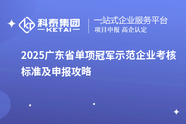 2025廣東省單項冠軍示范企業考核標準及申報攻略