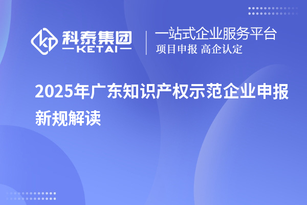 2025年廣東知識產權示范企業申報新規解讀