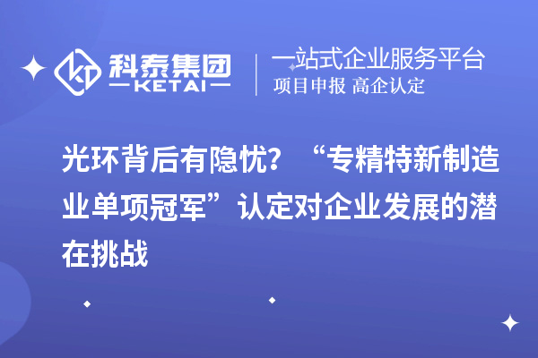 光環背后有隱憂？“專精特新制造業單項冠軍”認定對企業發展的潛在挑戰