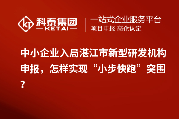 中小企業入局湛江市新型研發機構申報，怎樣實現“小步快跑”突圍？