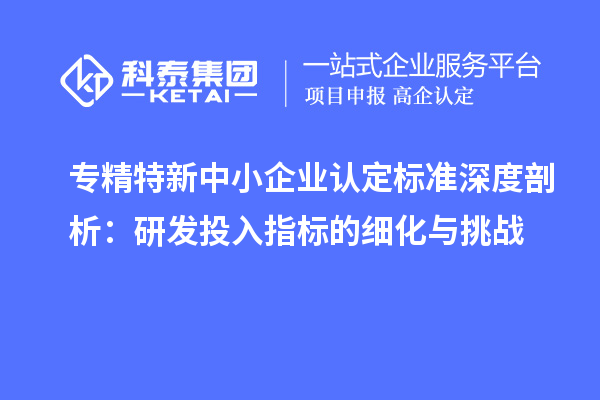 專精特新中小企業(yè)認(rèn)定標(biāo)準(zhǔn)深度剖析：研發(fā)投入指標(biāo)的細(xì)化與挑戰(zhàn)