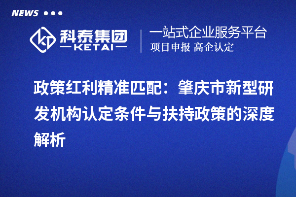 政策紅利精準匹配：肇慶市新型研發機構認定條件與扶持政策的深度解析