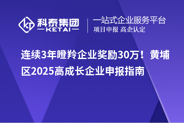 連續3年瞪羚企業獎勵30萬!黃埔區2025高成長企業申報指南