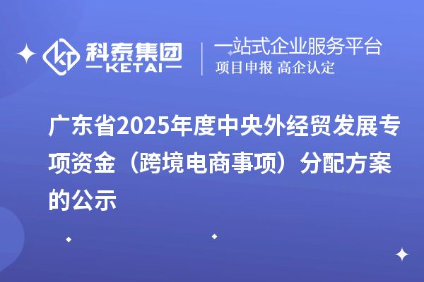 廣東省2025年度中央外經貿發展專項資金（跨境電商事項）分配方案的公示