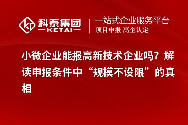 小微企業能報高新技術企業嗎？解讀申報條件中“規模不設限”的真相