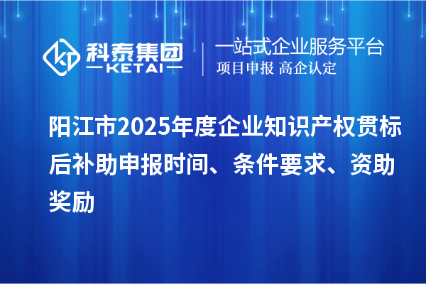 陽江市2025年度企業(yè)知識產(chǎn)權(quán)貫標(biāo)后補助申報時間、條件要求、資助獎勵