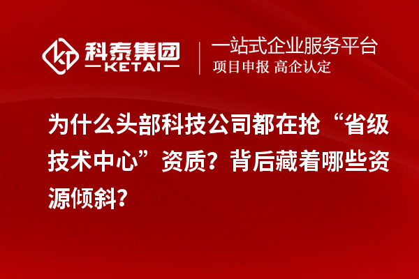 為什么頭部科技公司都在搶“省級技術中心”資質？背后藏著哪些資源傾斜？