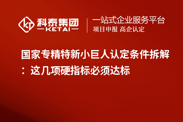 國(guó)家專精特新小巨人認(rèn)定條件拆解：這幾項(xiàng)硬指標(biāo)必須達(dá)標(biāo)