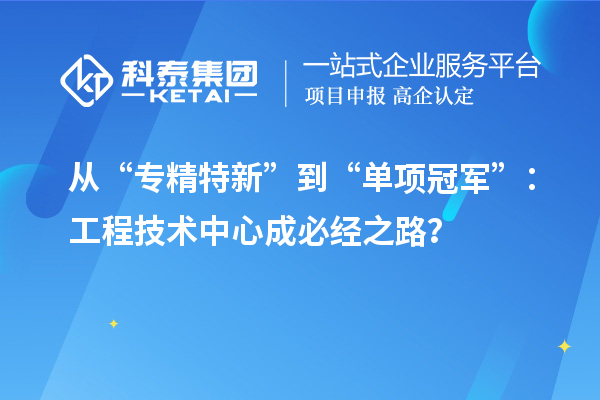 從“專精特新”到“單項冠軍”：工程技術中心成必經之路？