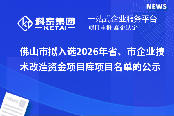 佛山市擬入選2026年省、市企業(yè)技術改造資金項目庫項目名單的公示