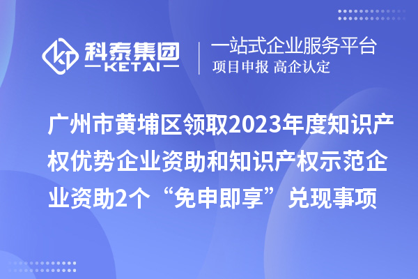 廣州市黃埔區領取2023年度知識產權優勢企業資助和知識產權示范企業資助2個“免申即享” 兌現事項資金